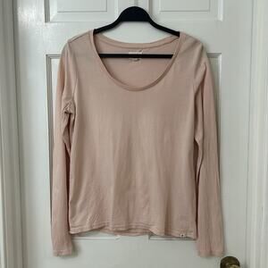 PACT Organic Cotton Scoop Neck long Sleeve Tee M Pink Lightweight Sustainable‎